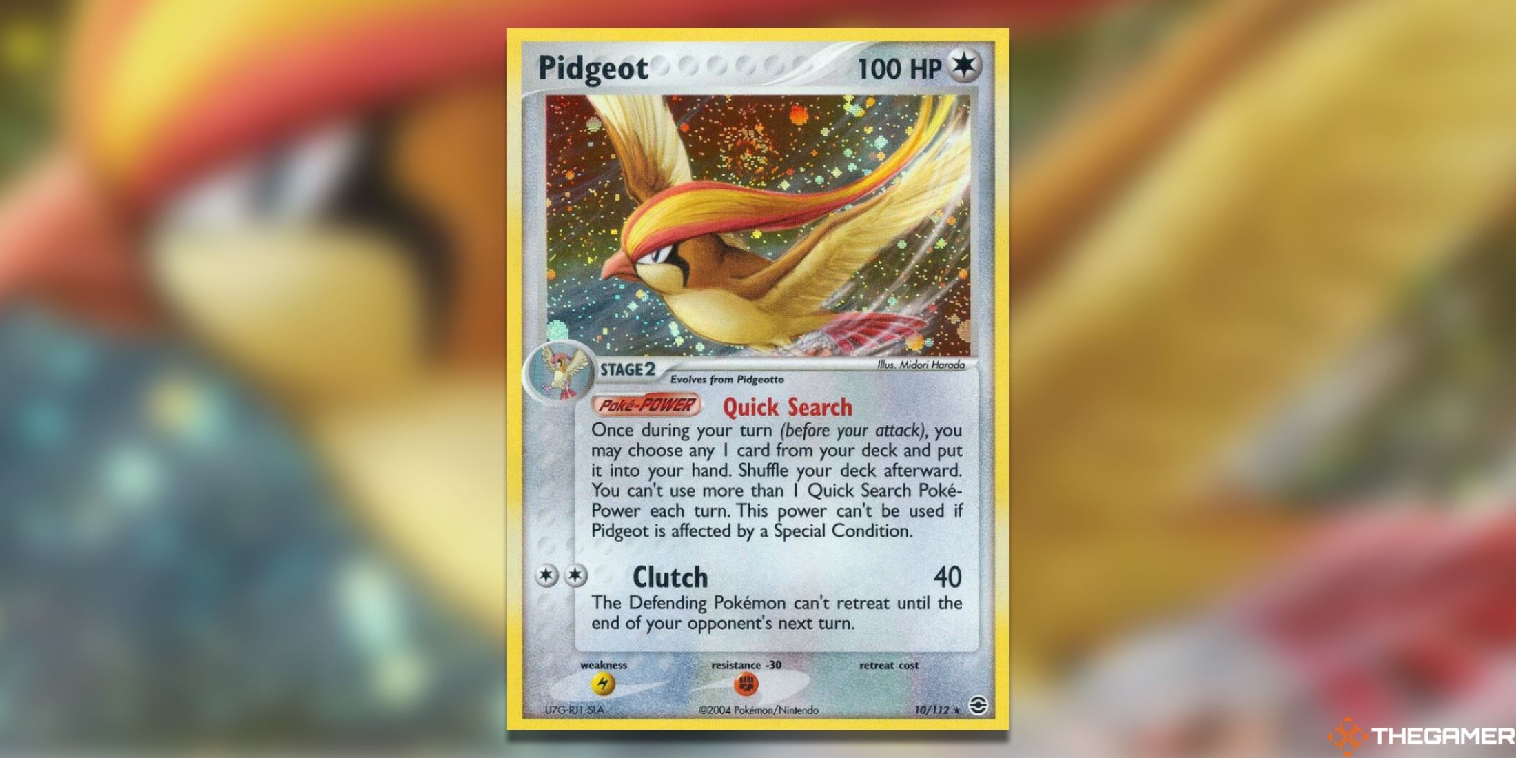 The Holo Rare Pidgeot from FireRed and LeafGreen in the Pokemon TCG.