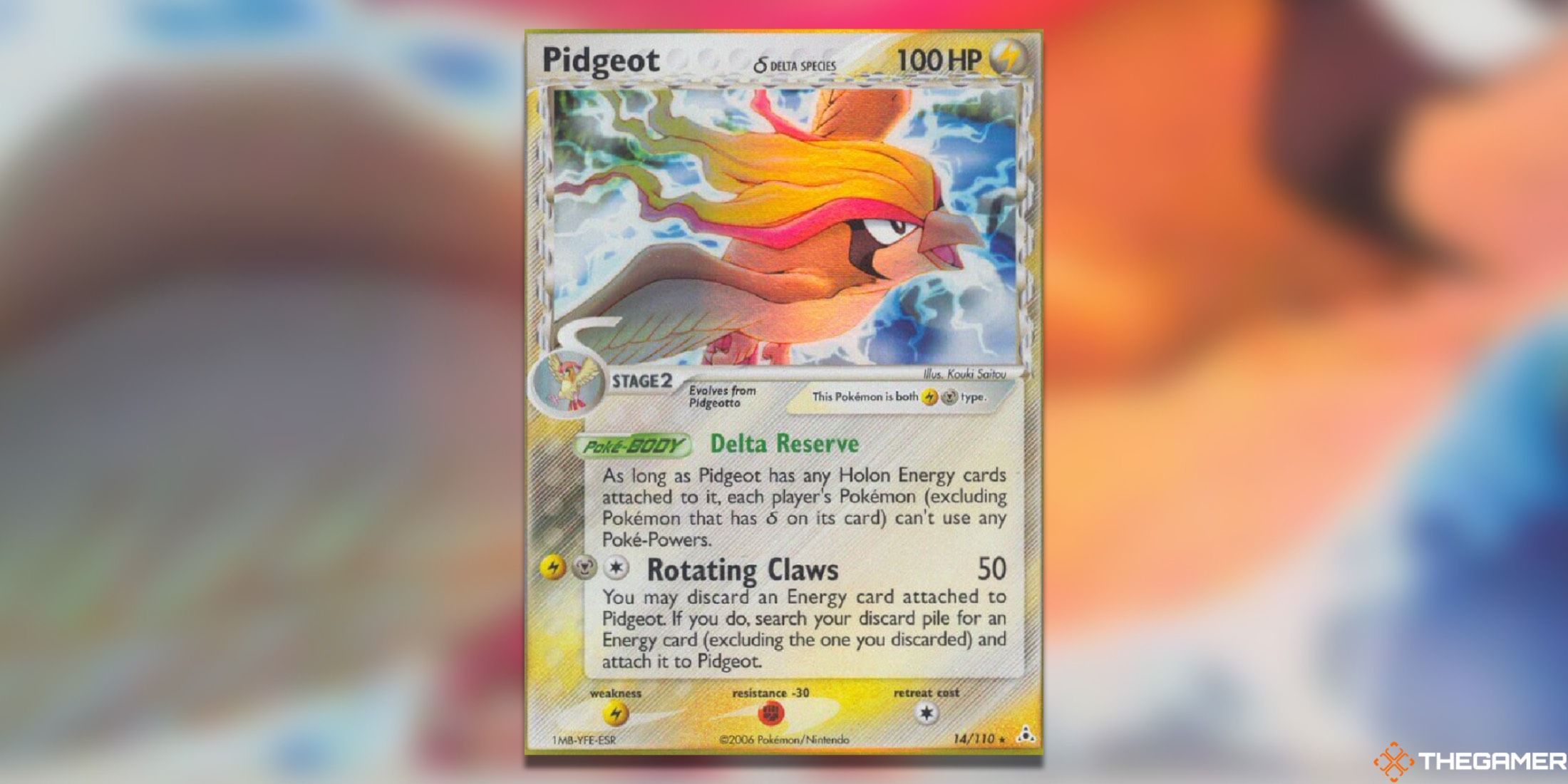 The Pidgeot from Holon Phantoms in the Pokemon TCG.