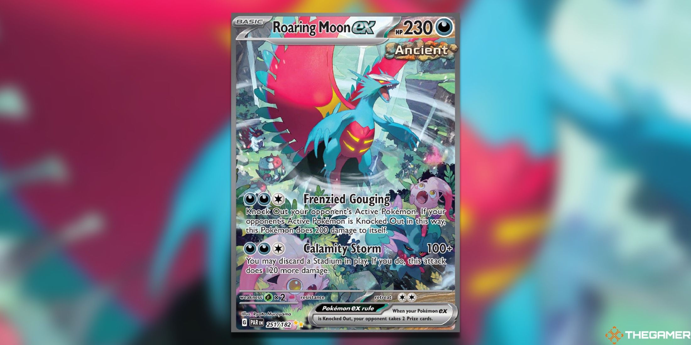 The Roaring Moon Special Illustration Rare from Paradox Rift in the Pokemon TCG.