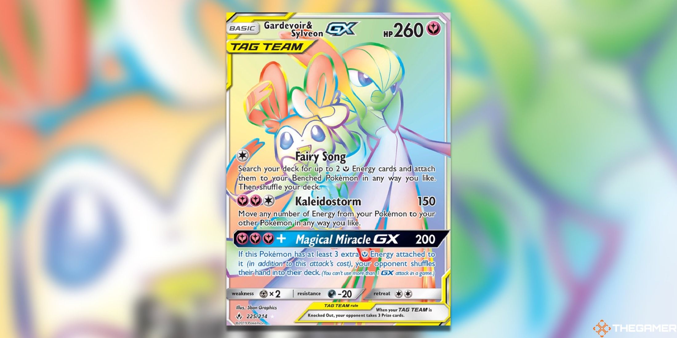 The Unbroken Bonds Gardevoir&Sylveon Secret Rare from the Pokemon TCG.