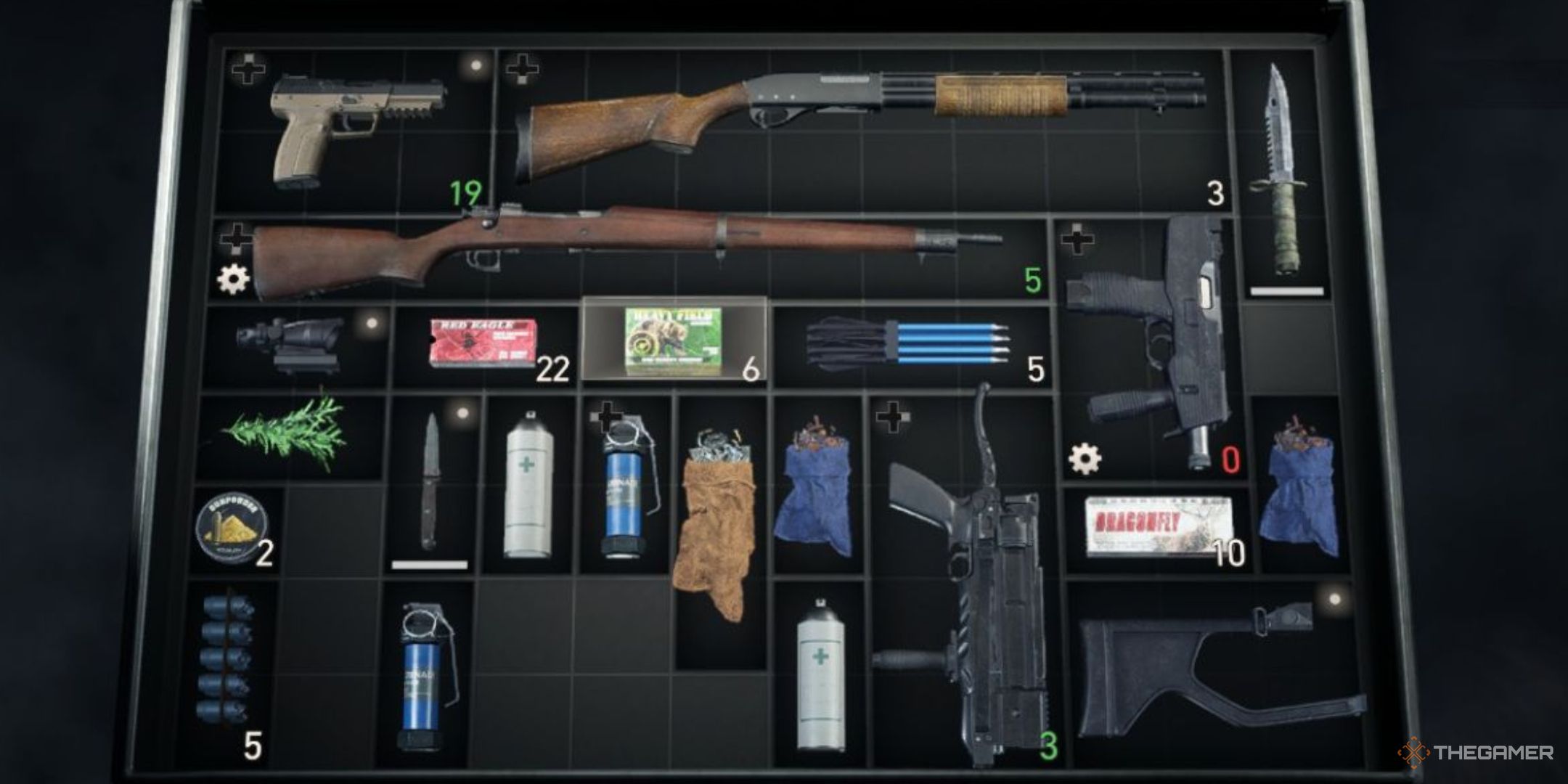 the contents of the attache case in resident evil 4 remake's inventory screen.