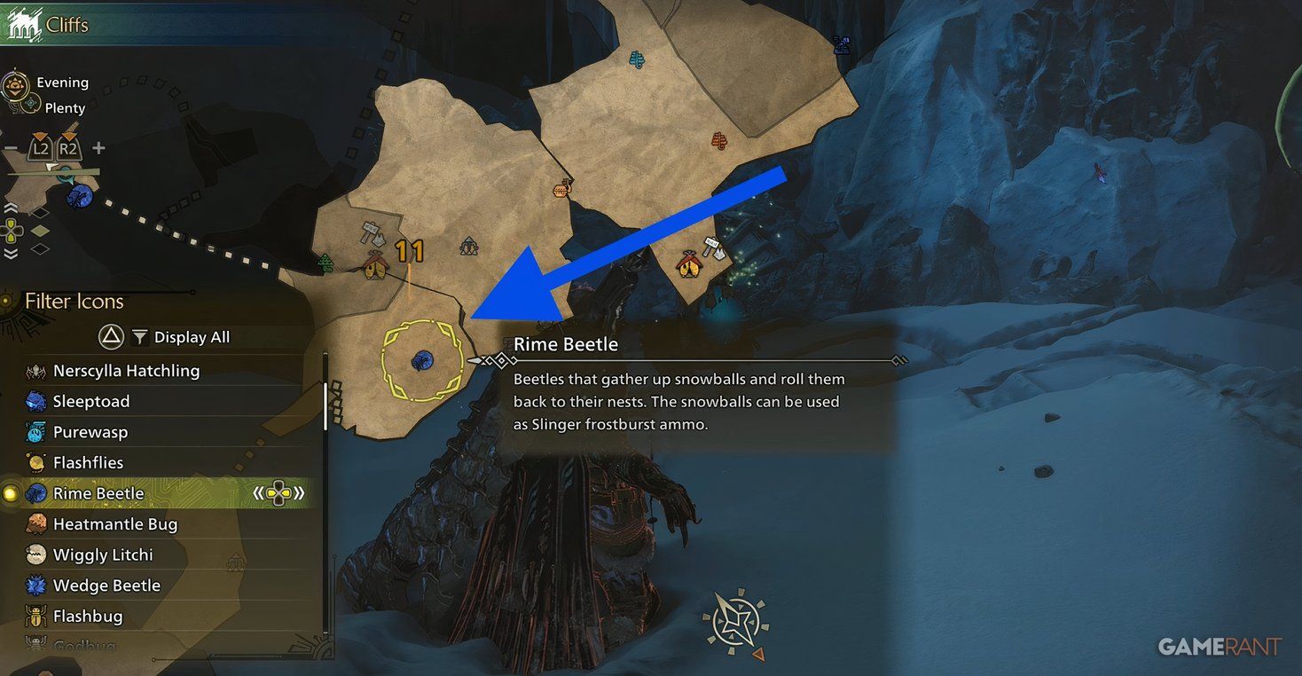 rime beetle mh wilds location map cliffs