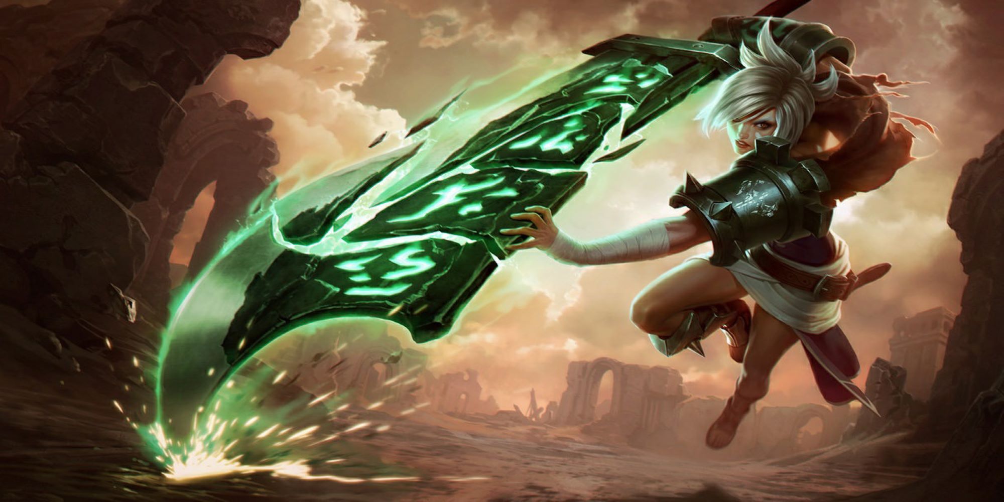 Riven from League of Legends with the Runic Blade.