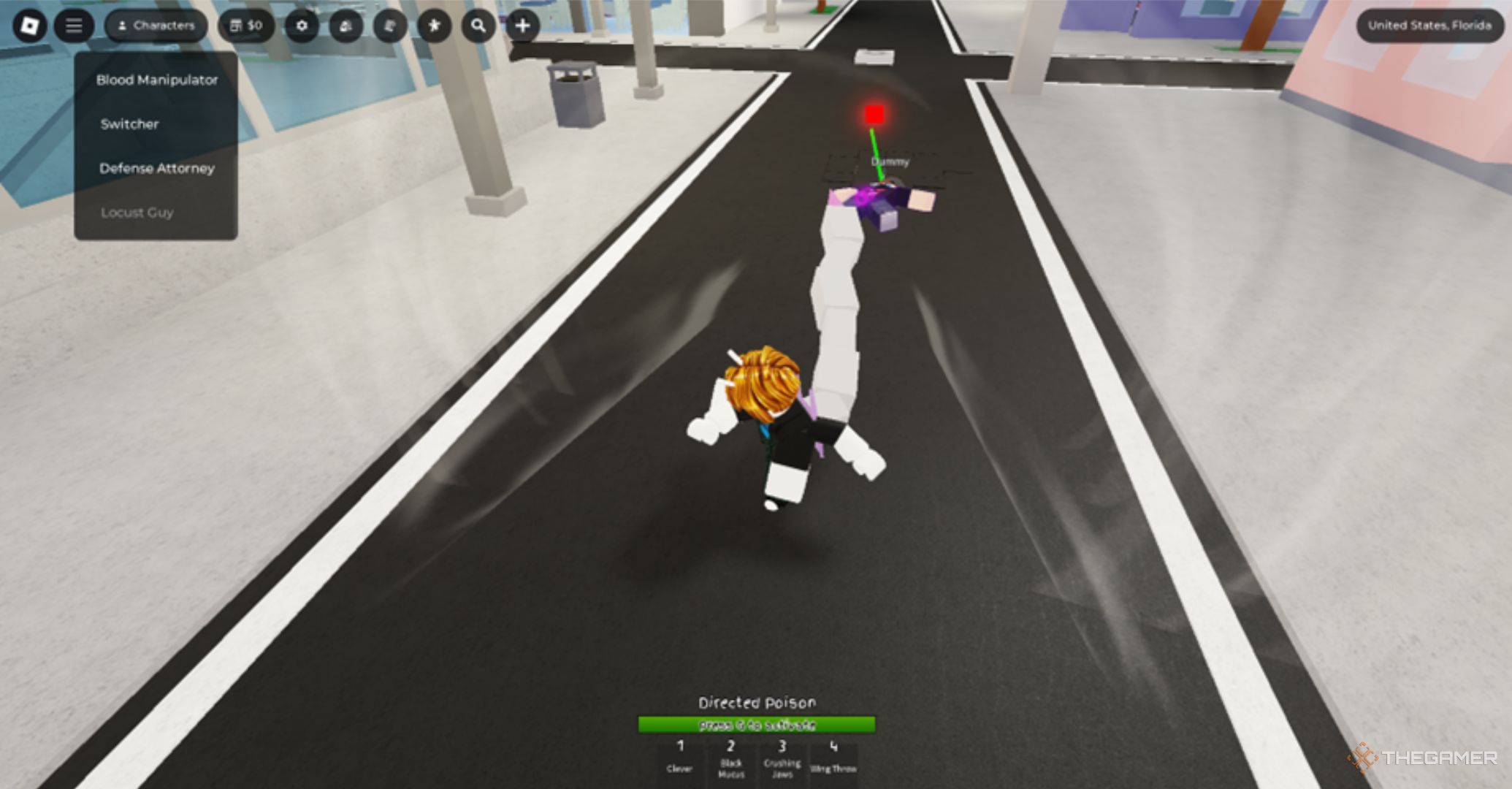 Roblox Jujutsu Shenanigans, a "bacon" character doing Locust Guy Awakening "direct poison".