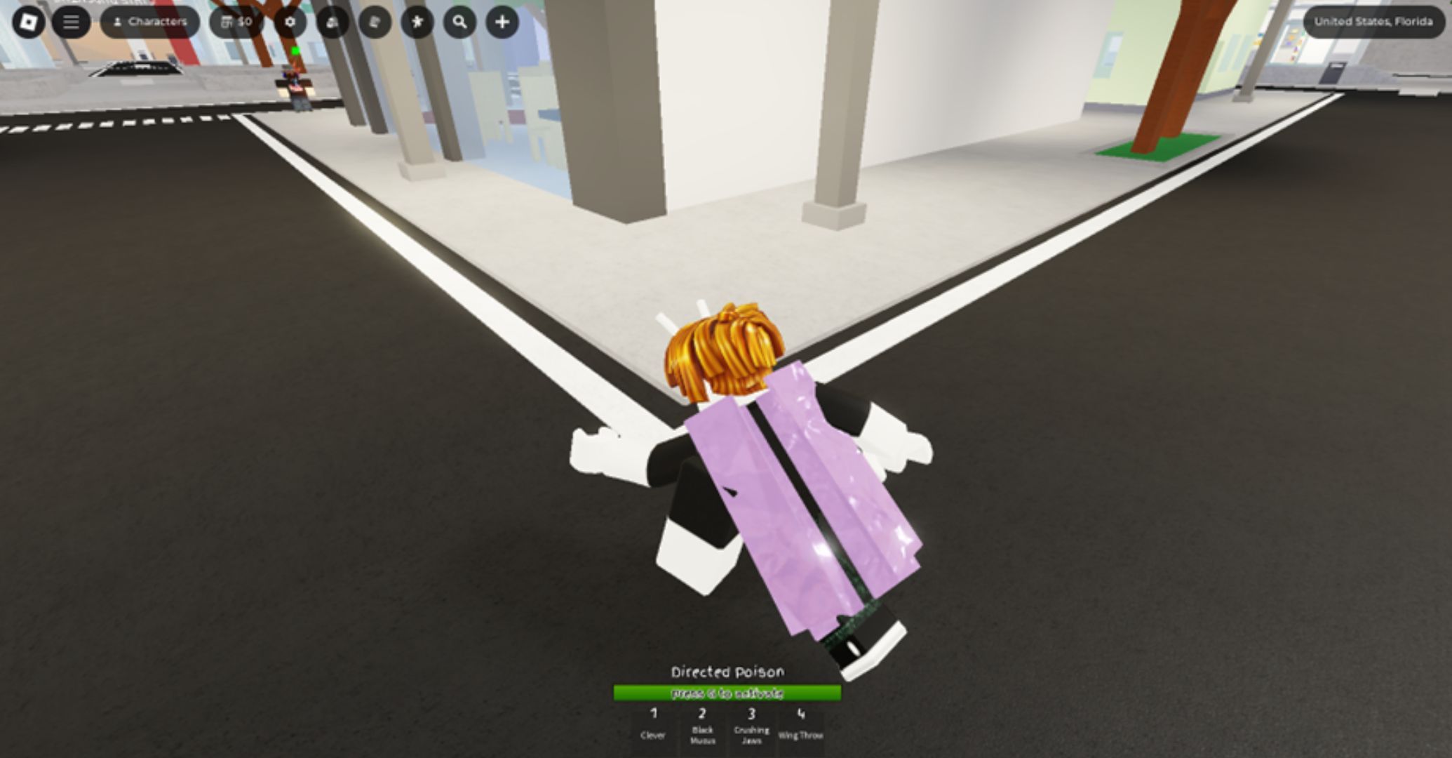 Roblox Jujutsu Shenanigans Locust Guy with "bacon" skin Running in the street.