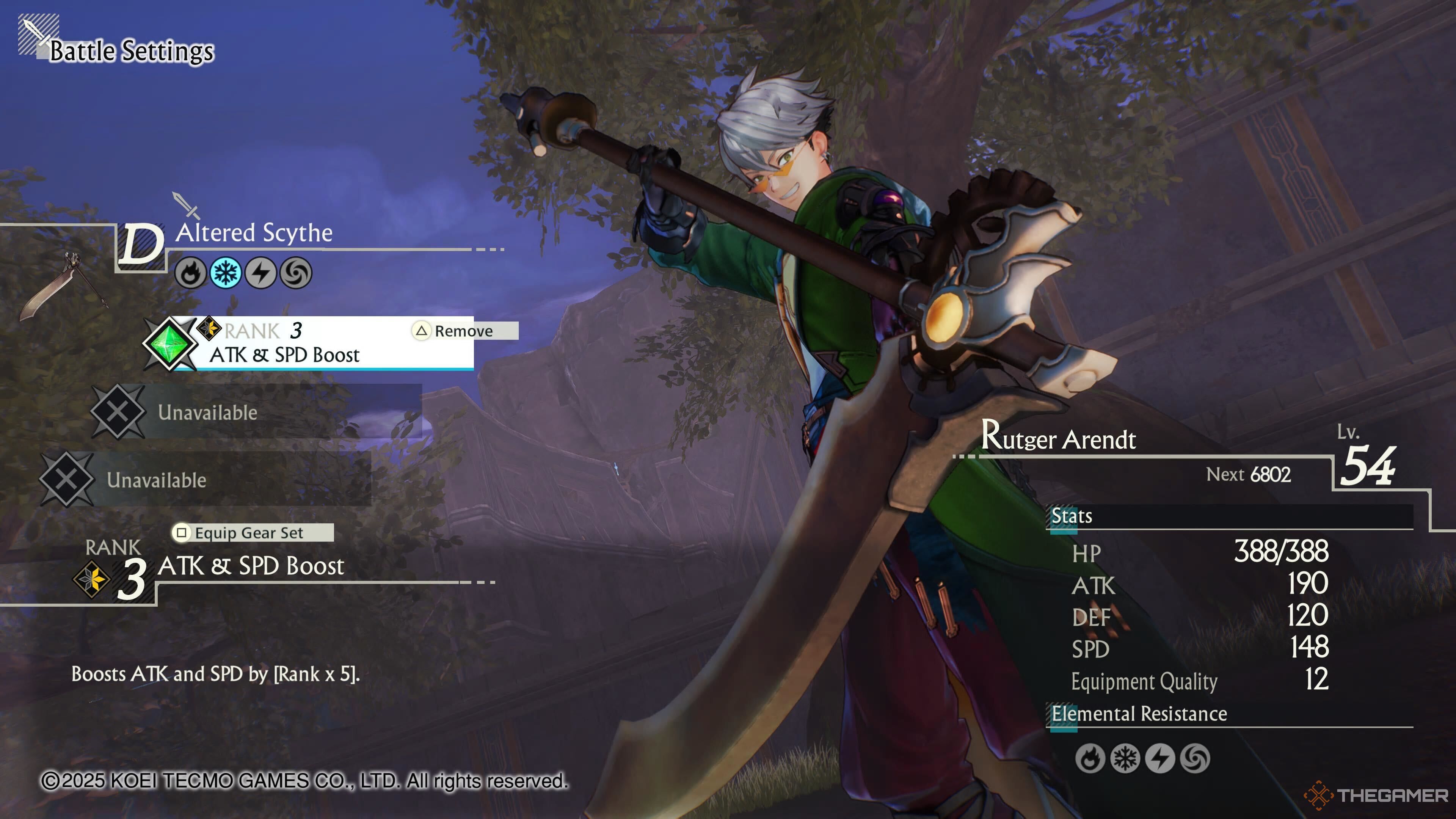 Rutger at level 54 in Atelier Yumia