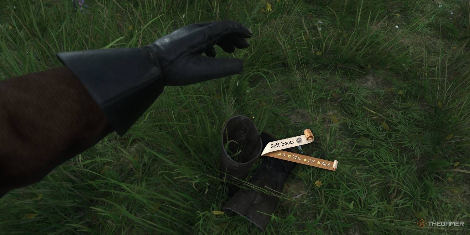 Soft Boots displayed in a field in Kingdom Come Deliverance 2.