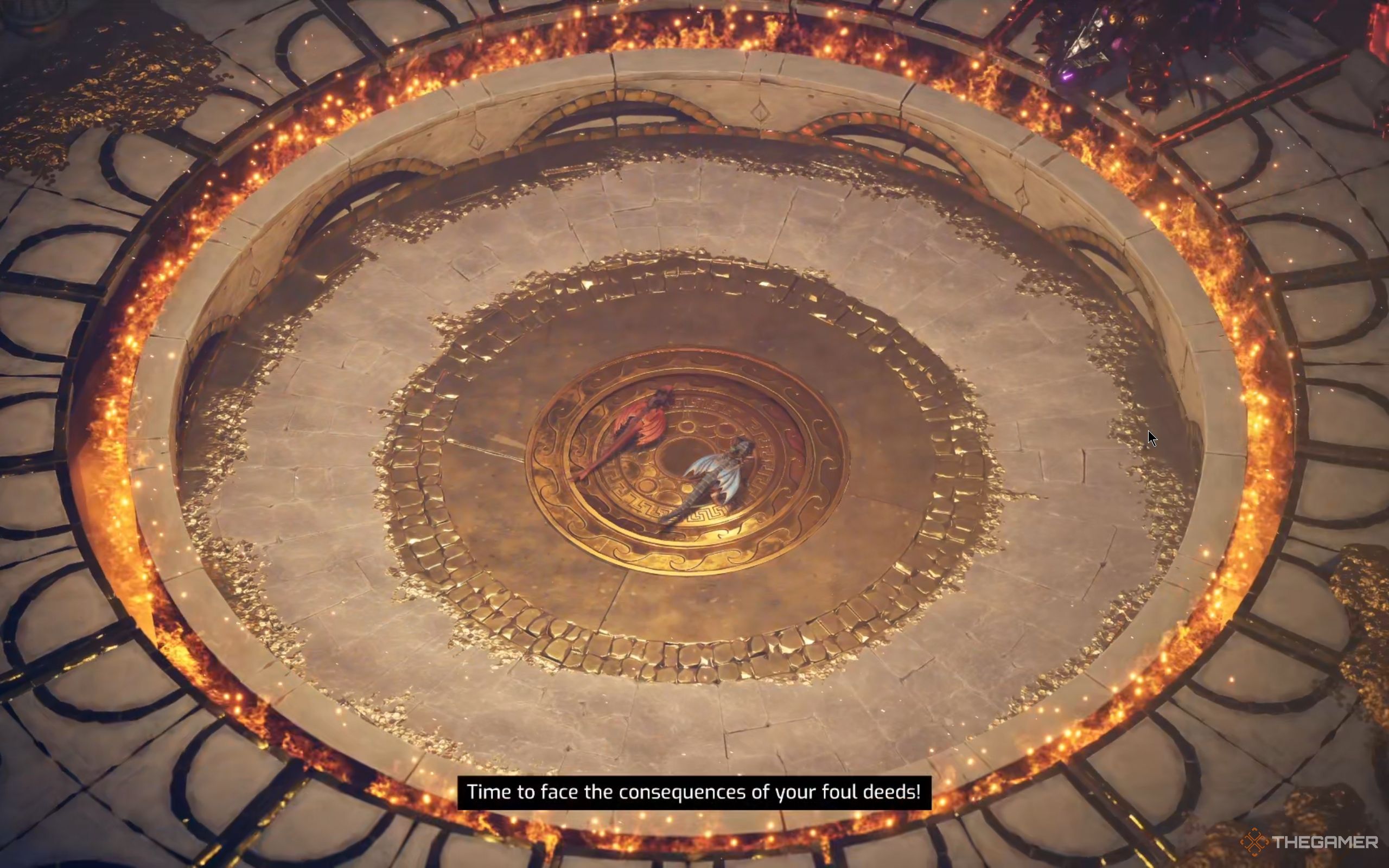 Mio and Zoe's dragons are trapped in a circular arena.