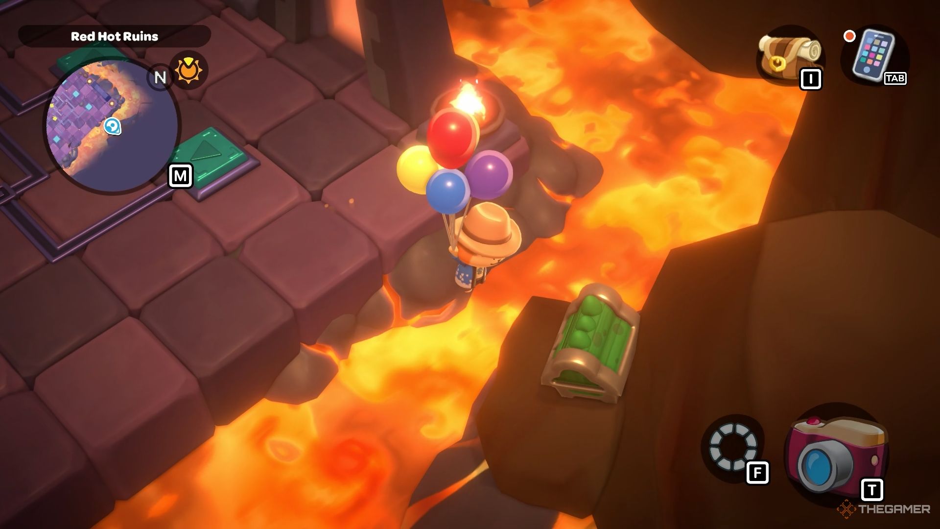 The player finds the chest that contains Black Balloons in Hello Kitty Island Adventure.