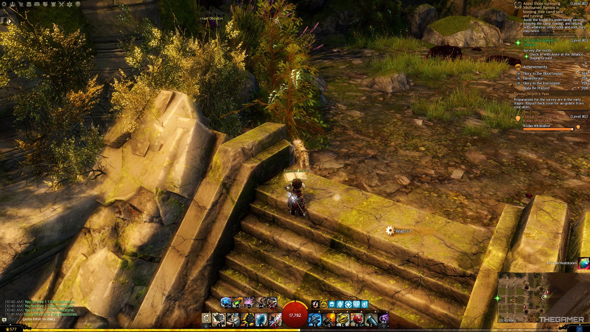 The scenery around the fourth Tattered Journal on the map in Guild Wars 2.