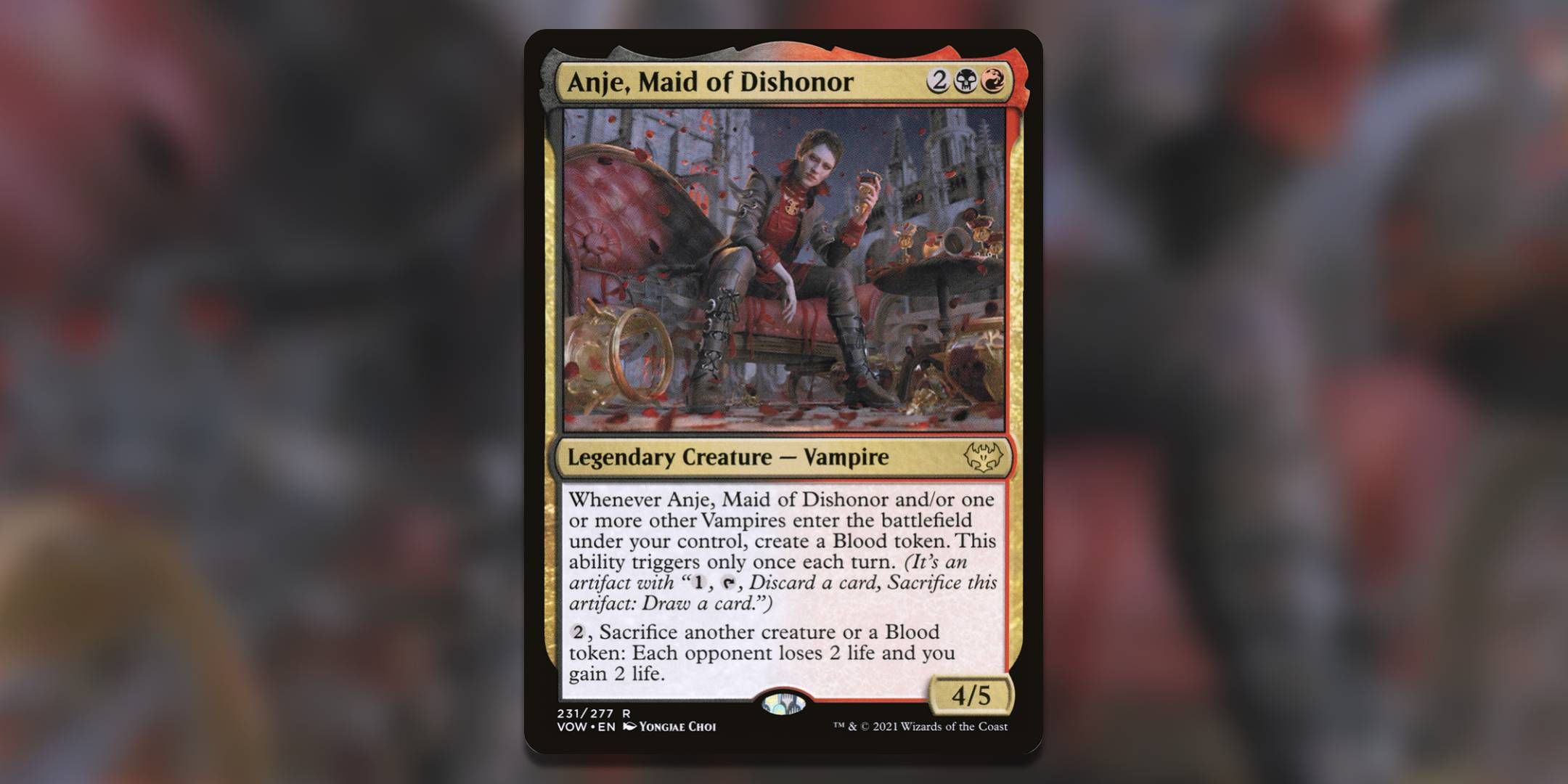 The Magic The Gathering card Anje Maid of Dishonor by Yongjae Choi.