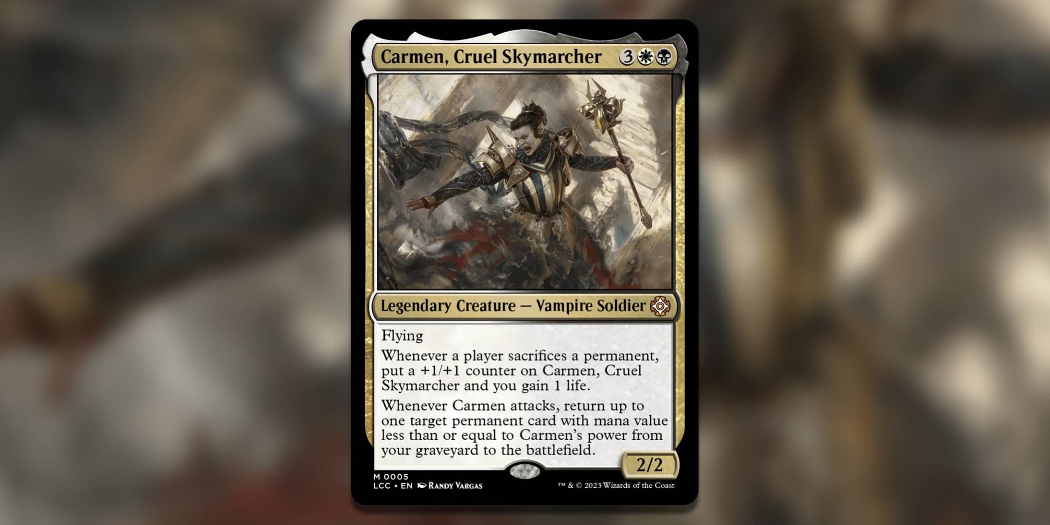 The Magic The Gathering card Carmen Cruel Skymarcher by Randy Vargas.
