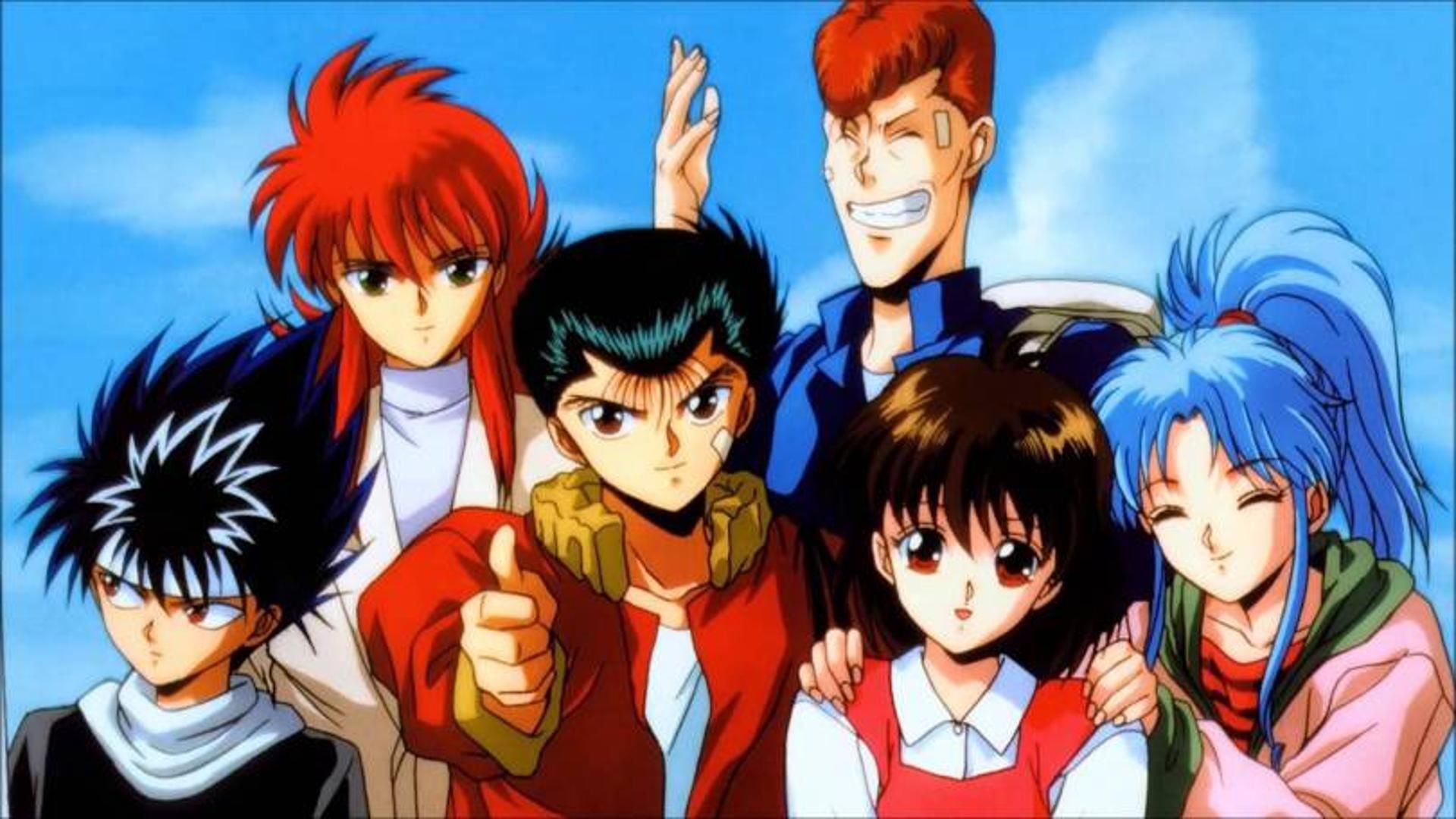 The main gang of Yu Yu Hakusho looking at the camera.