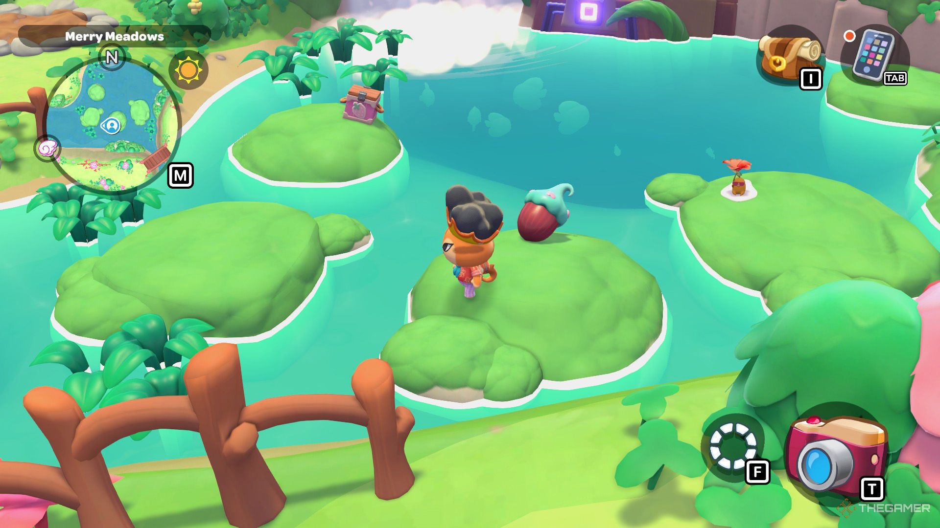 The player finds a giant seed on the Merry Meadow in Hello Kitty Island Adventure