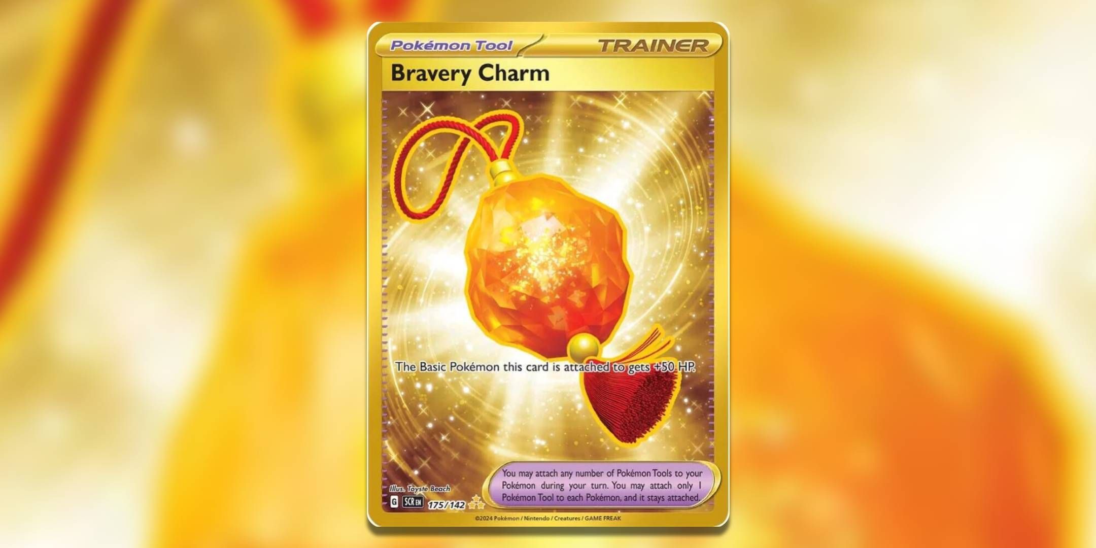 The Pokemon TCG card Bravery Charm by Toyste Beach.