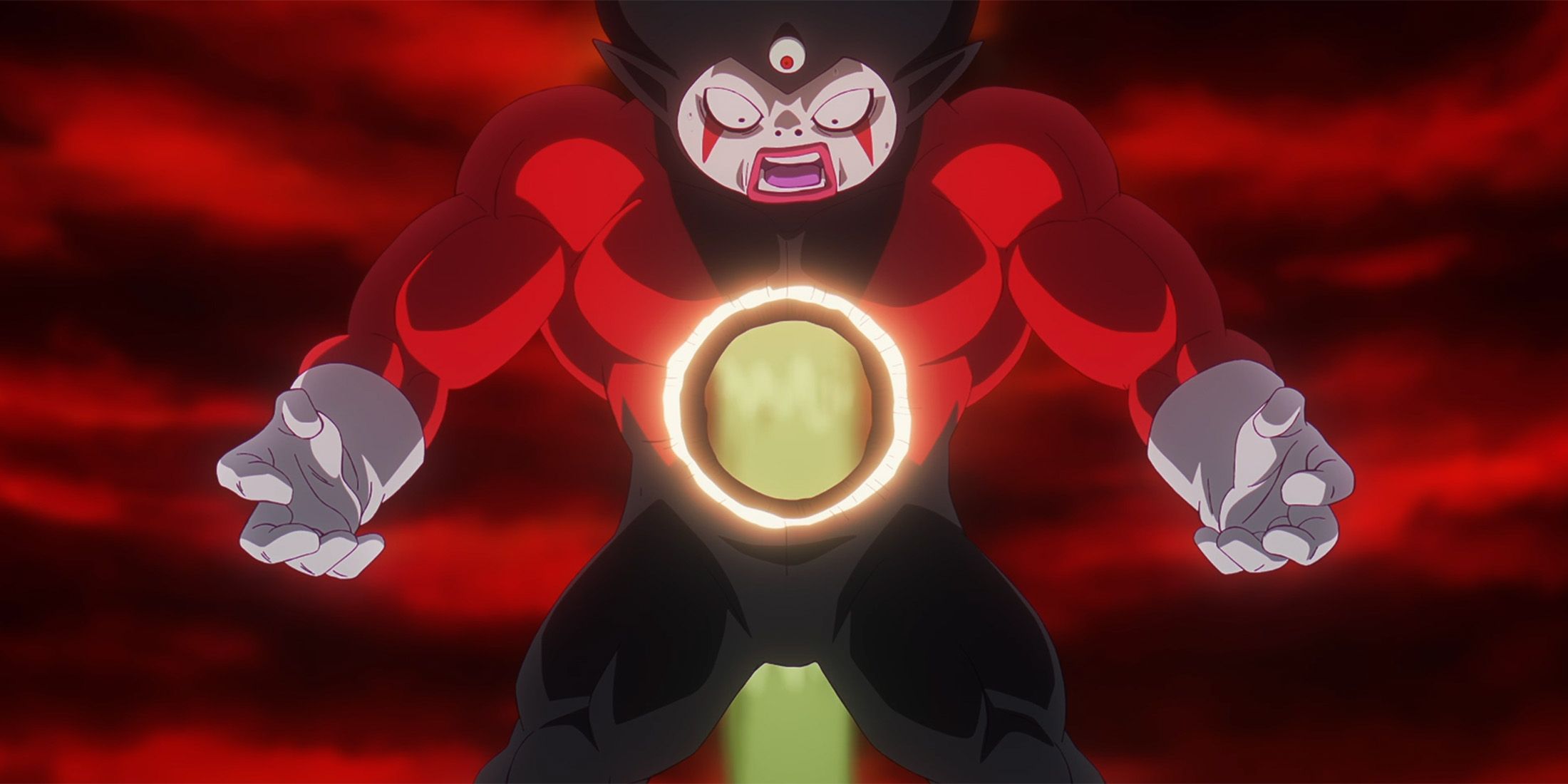 Third Eye Gomah with a hole in his chest from the Super Saiyan 4 Kamehameha by Goku in Dragon Ball DAIMA