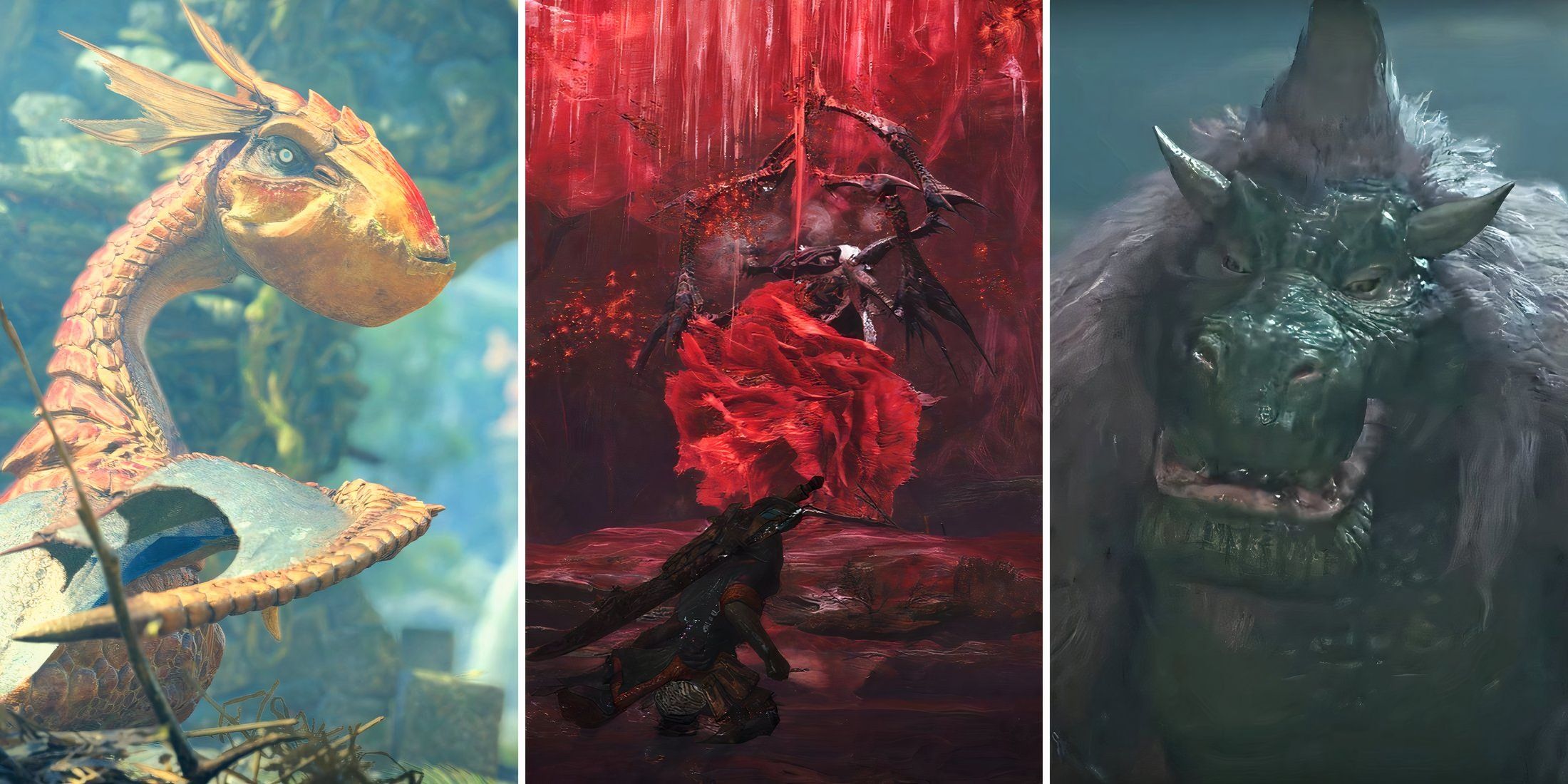 A gird of three of the smallest monsters in Monster Hunter Wilds