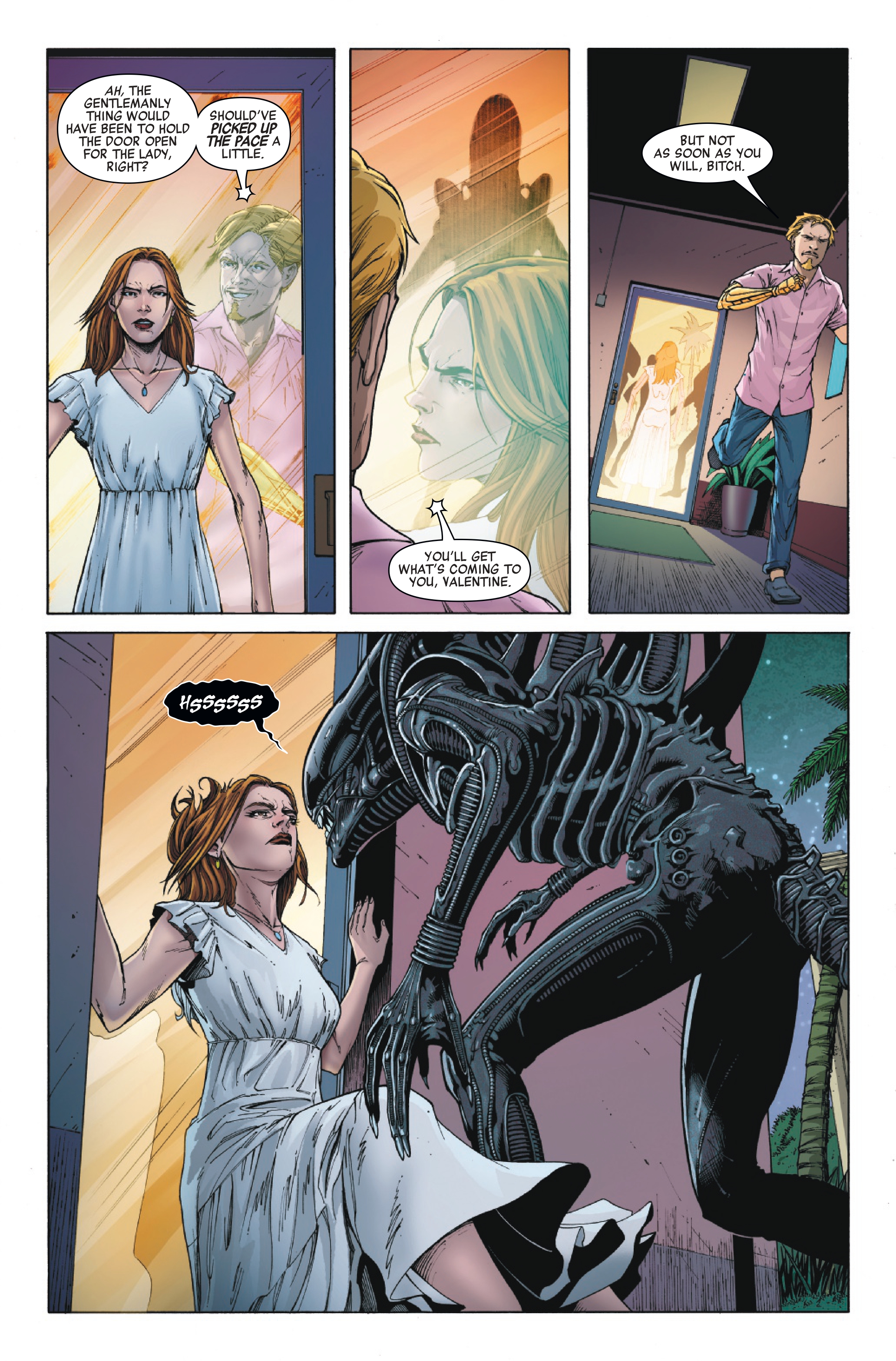 Aliens hunt a victim in Alien: Paradiso #4.