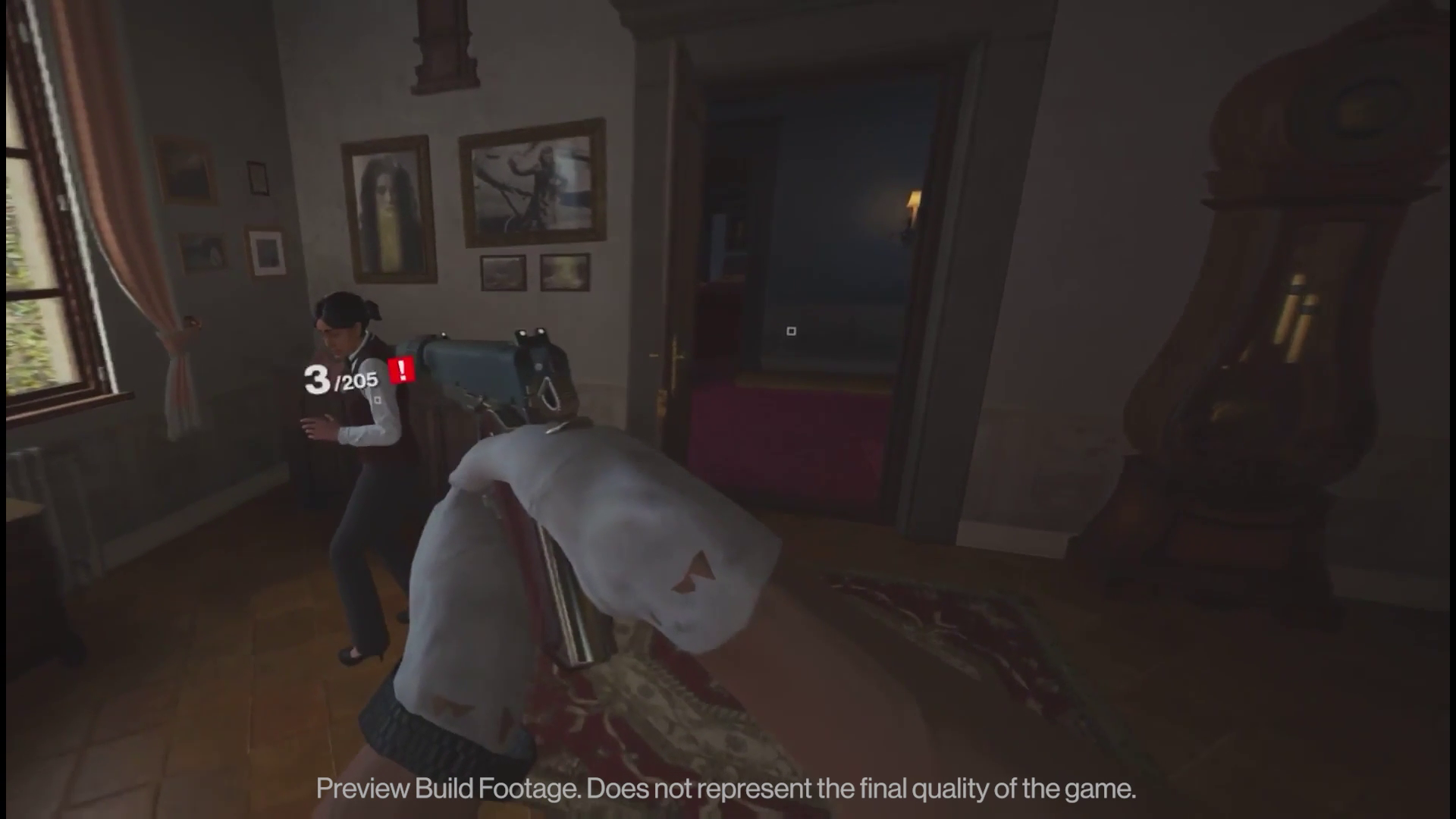 Hitman holds up a hostage in Sapienza. 