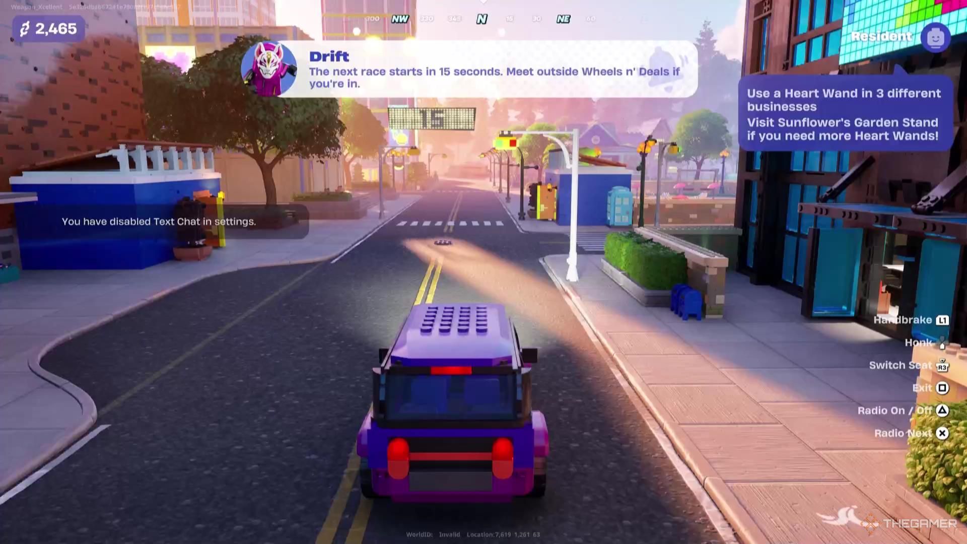 Waiting at the starting line for the race event in Lego Fortnite Brick Life.