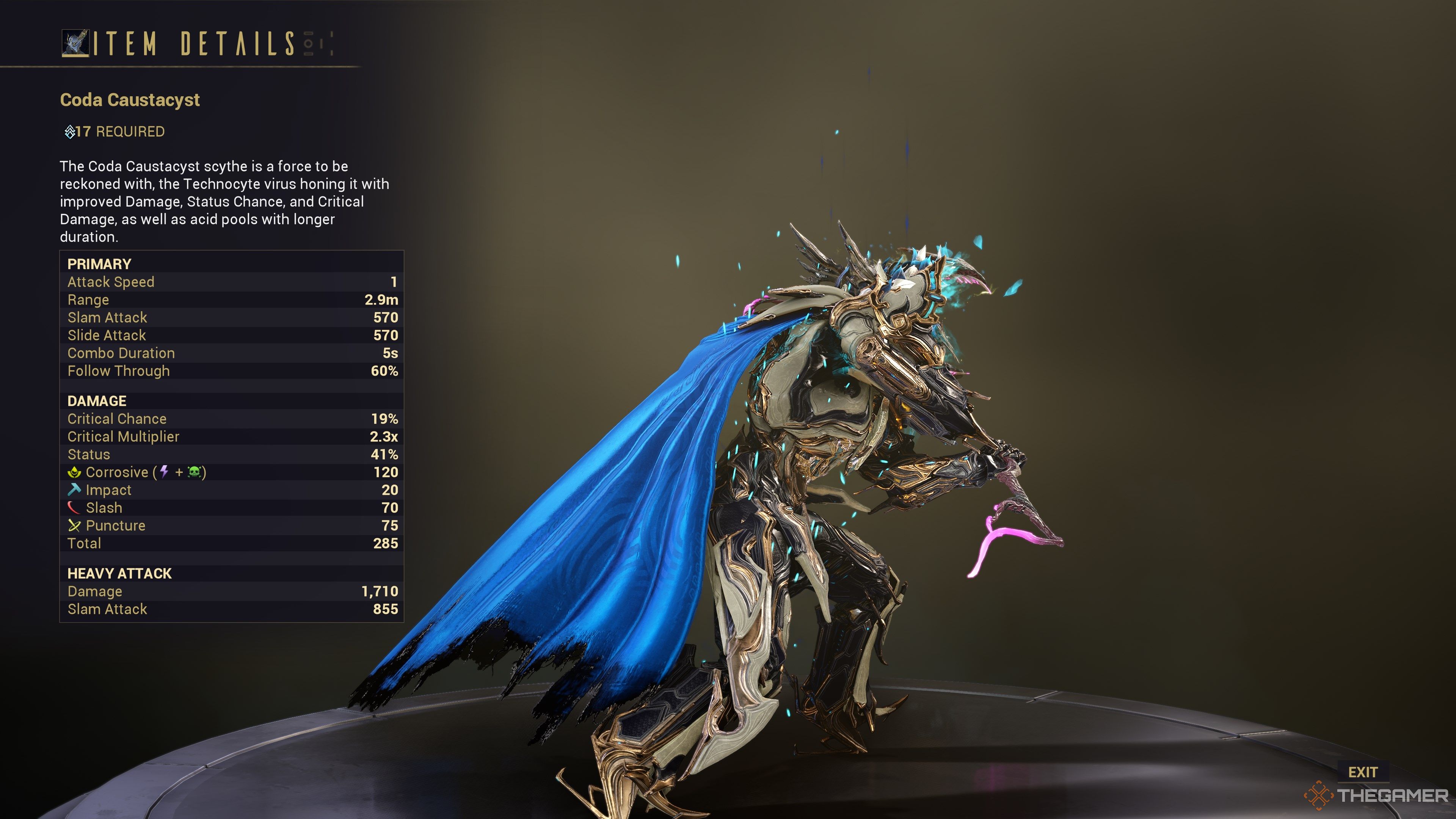 Warframe Coda Caustacyst Stats
