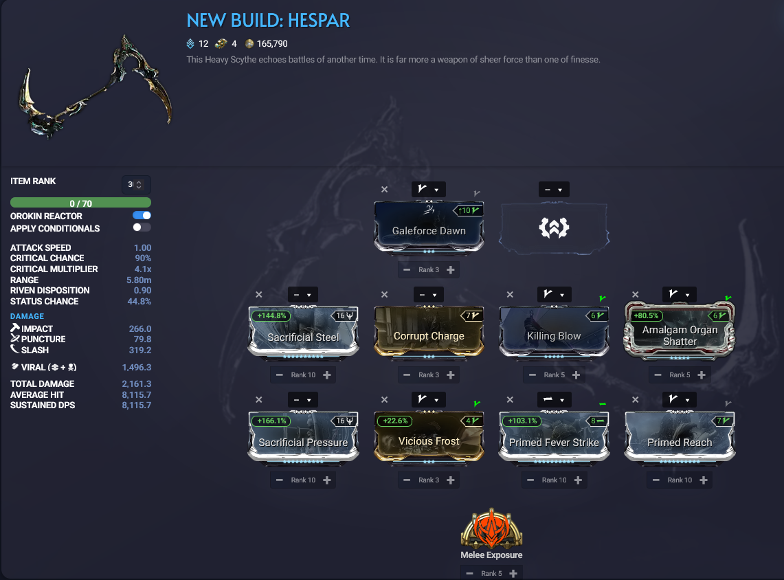 Warframe Hespar Heavy Attack Build