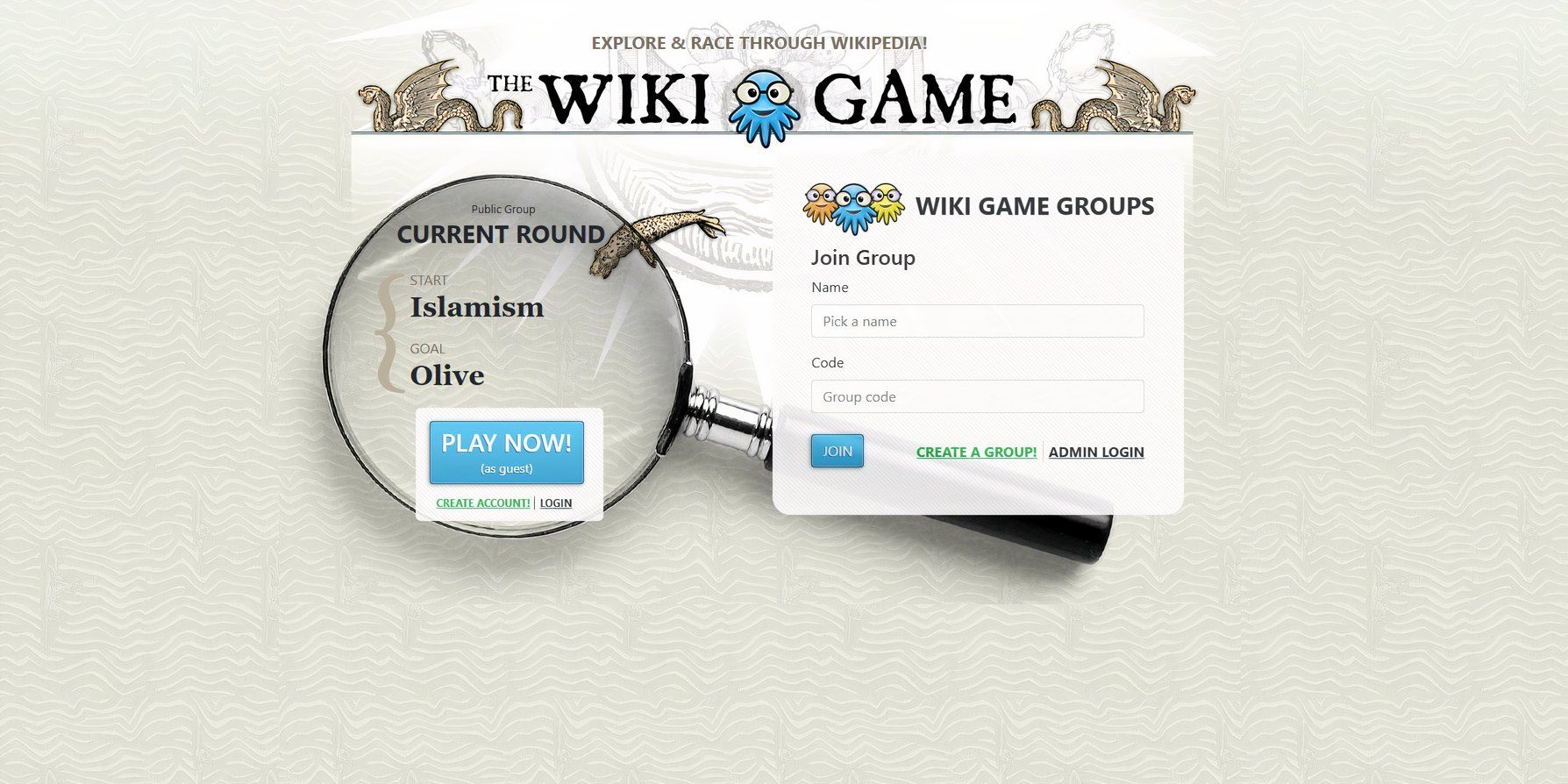 The wikigame, fun web-based multiplayer game