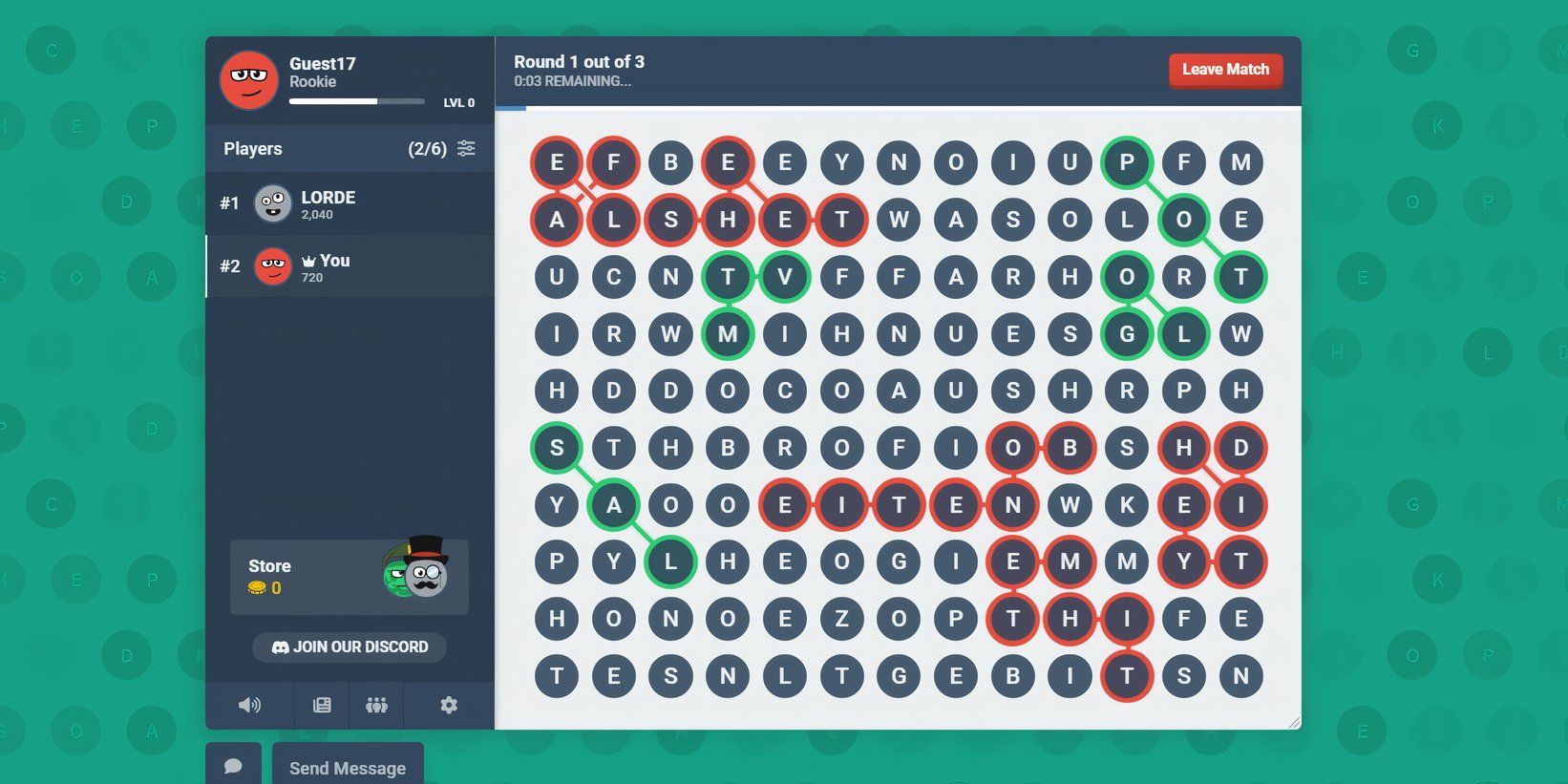 Wordrace - bloob.io multiplayer word search game
