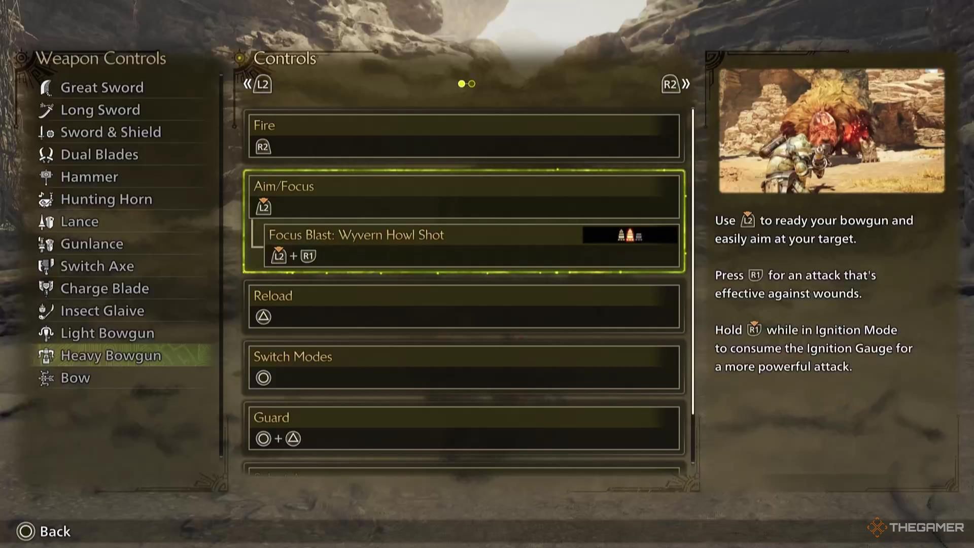 Wyvern Howl Shot attack description for the Heavy Bowgun in Monster Hunter Wilds.