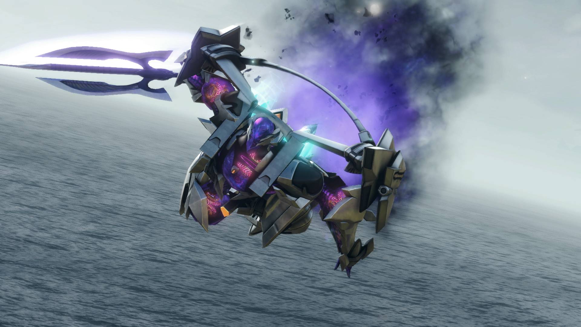 A screenshot of a Skell flying around in a cutscene in Xenoblade Chronicles X: Definitive Edition.