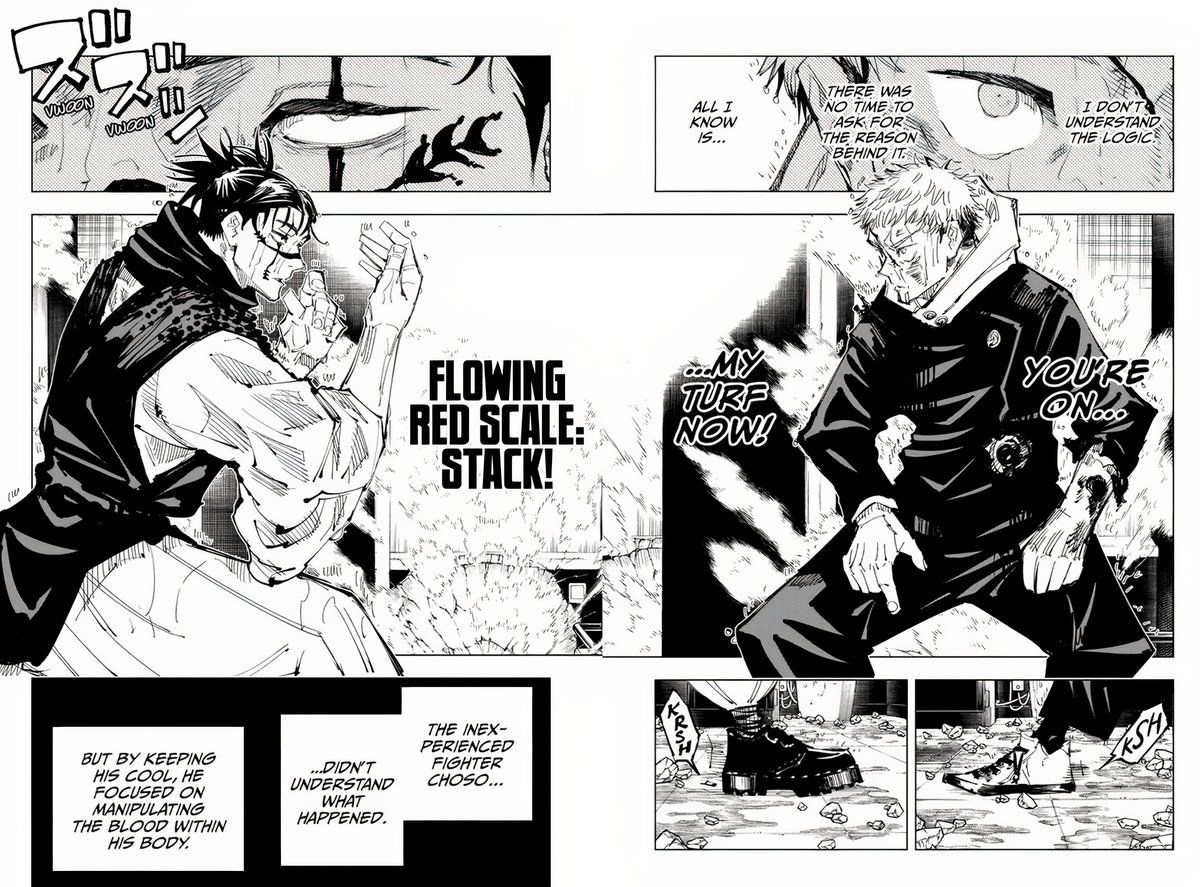 Yuji Vs Choso manga panel from Jujutsu Kaisen.