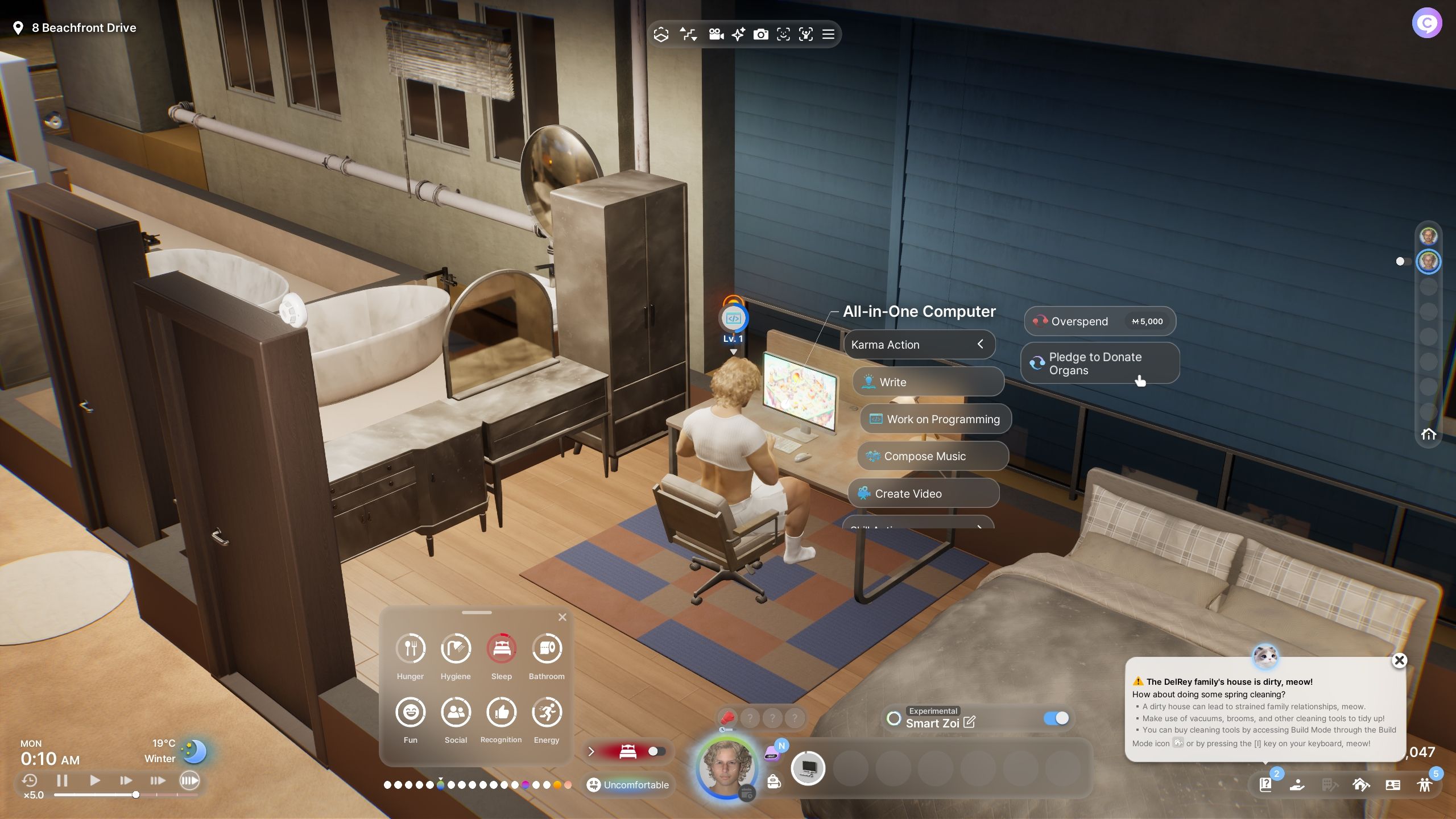 Player sitting on the computer and about to pledge to donate organs - inzoi-1