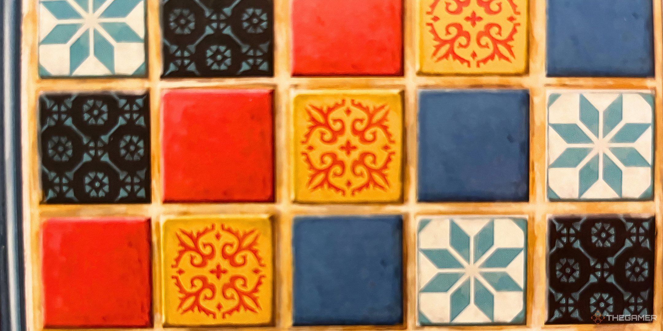 The tiles in Azul on the board. 