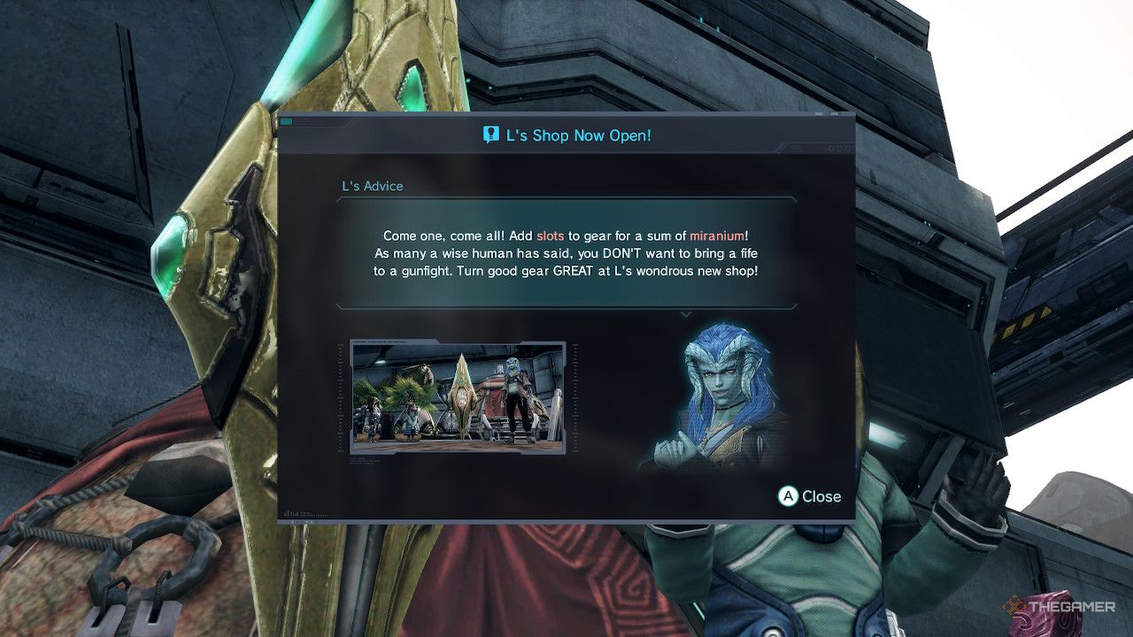 The tutorial for how to add augment slots in xenoblade chronicles x.