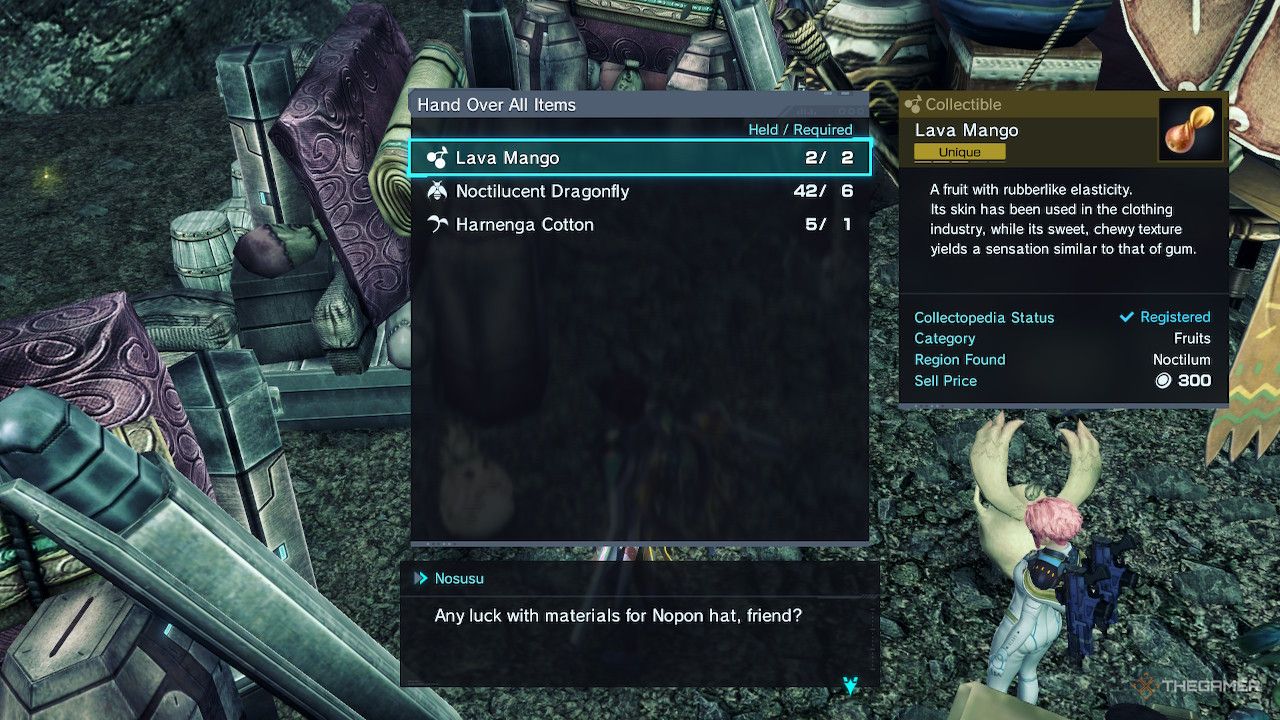 The required materials to make nopon hats in xenoblade chronicles x definitive edition.