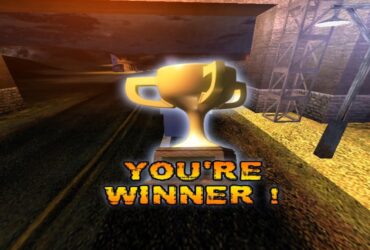 The infamous &quot;you're winner&quot; trophy from Big Rigs: Over the Road Racing