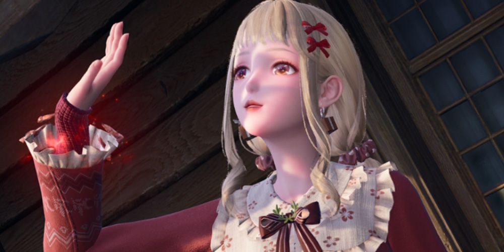 Miraland Collection user Martessa showcases a cute outfit with Knitted Butterflies hair ribbons in Infinity Nikki.