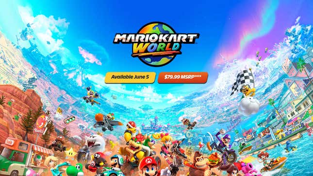 Image for article titled Mario Kart World On Switch 2 Will Cost $80