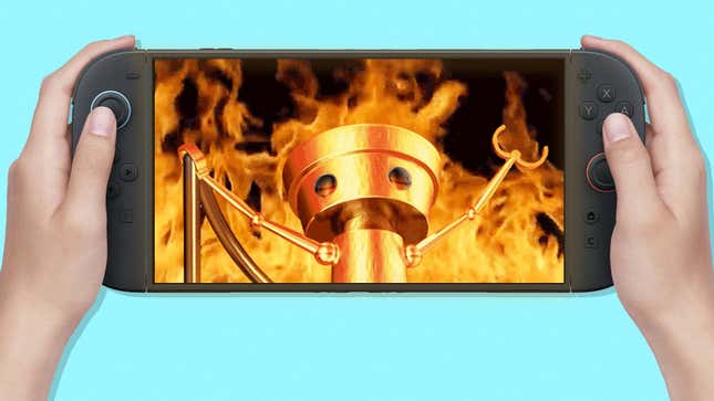 Chibbi Robot catches on fire because of the Switch 2's battery life.