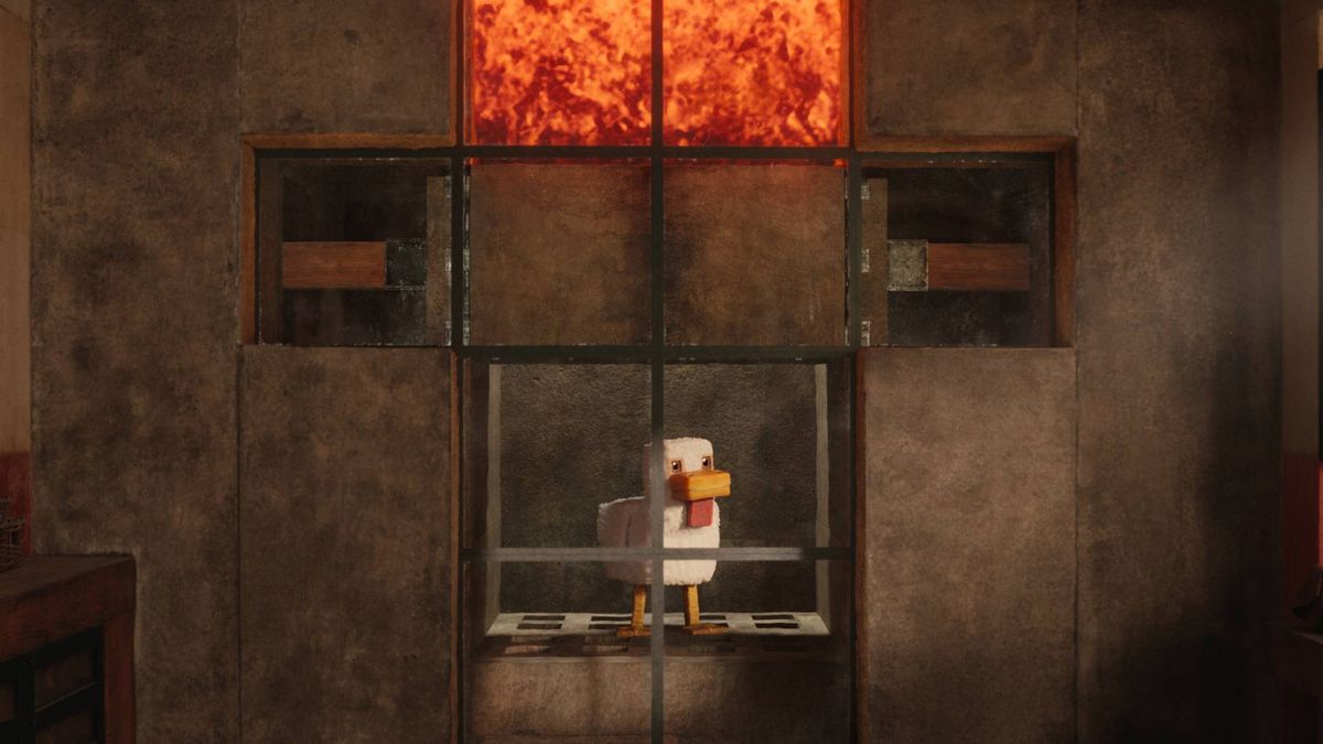 A Chicken in A Minecraft Movie