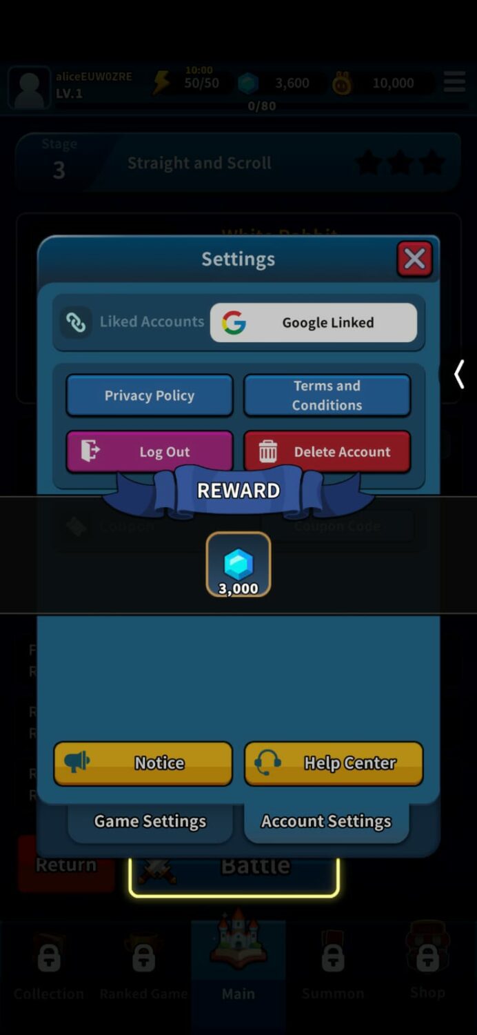 ACE Alice Card Episode codes rewards
