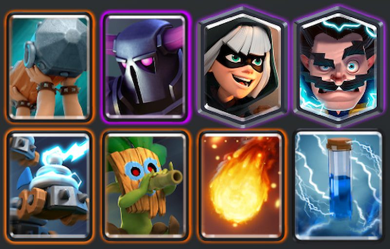 Battle Ram, PEKKA, Fireball, Zap, Bandit, Electro Wizard, Dart Goblin, Zappies