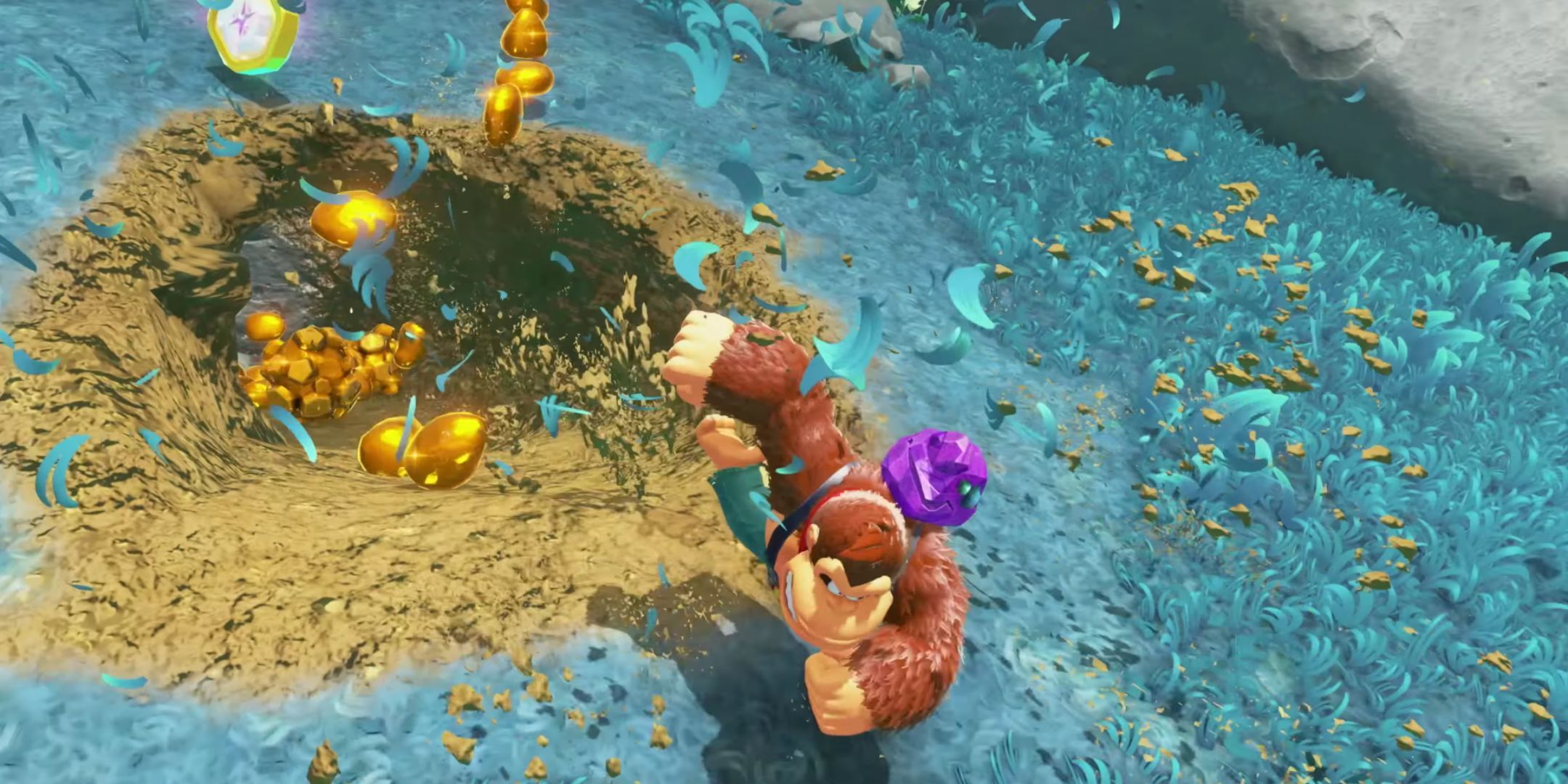 Donkey Kong punching the ground in Bananza.