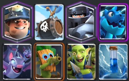 Electro Dragon, Mega Knight, Skeleton Barrel, Dart Goblin, Bats, Goblin Gang, Zap, Miner