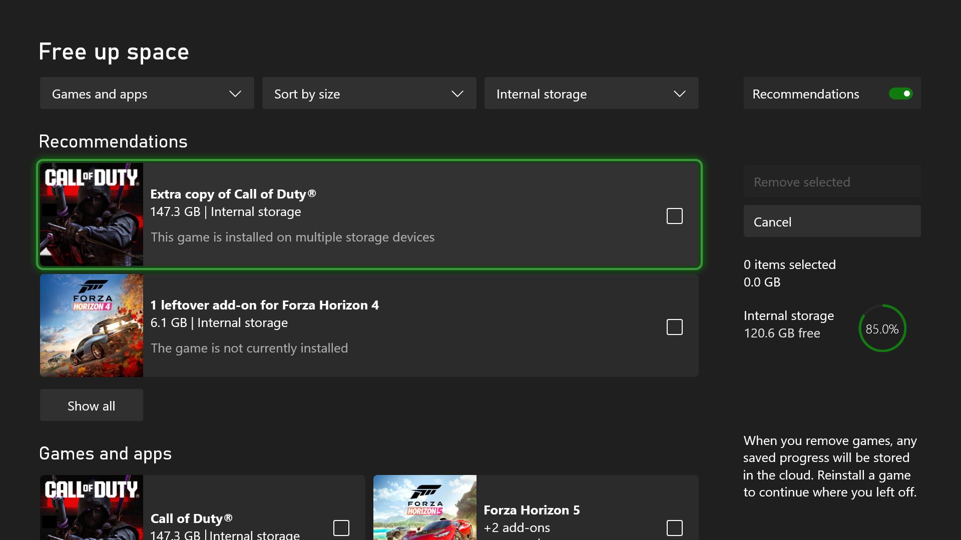 Free Up Space in My Games and Apps Image