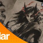 A drawing of a shinobi with horns and demonic eyes in Assassin's Creed Shadows, with an On The Radar frame