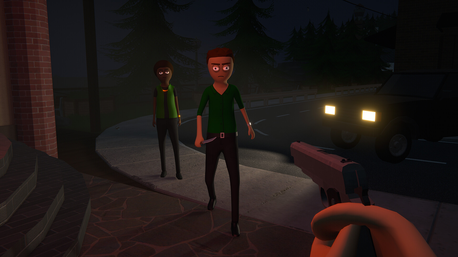 The player aiming a gun in Schedule 1.
