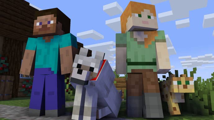 Steve and Alex in Minecraft