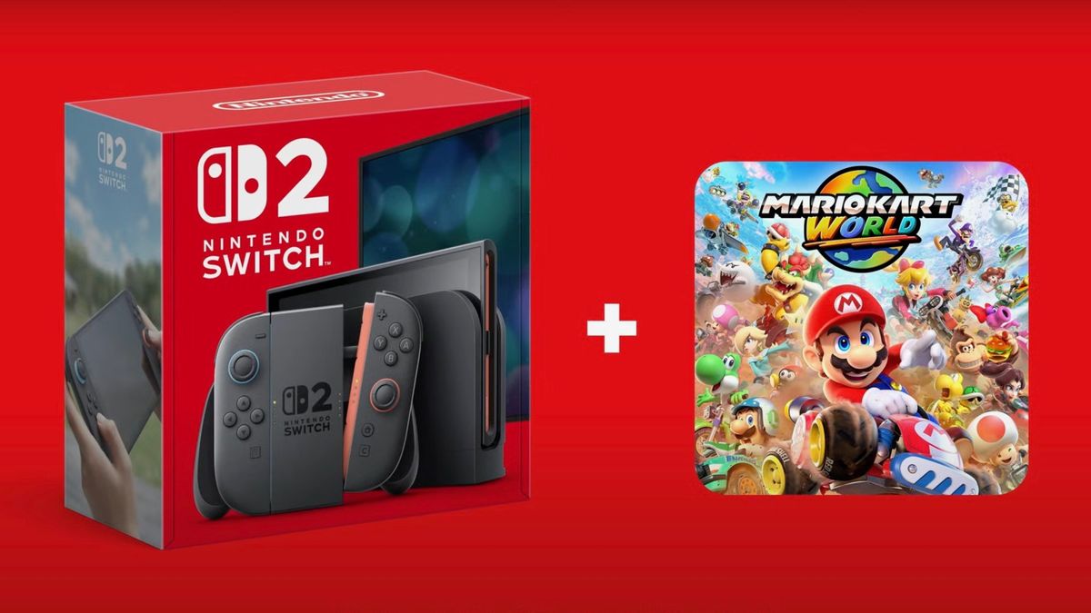 A screenshot shows a promotional image for the Nintendo Switch 2 bundle deal.