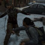 Marlene stabs an infected in The Last of Us Part 2 on PC in the Jackson map